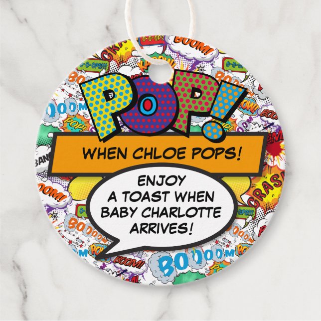 POP, wenn sie Pop Baby Dusche Sprinkle Geschenkanhänger (Vorderseite)