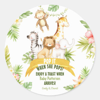 Pop wenn sie Safari Animals Pop Runder Aufkleber