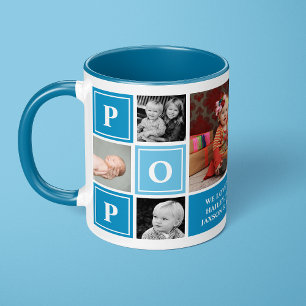 Pop Wir Liebe Sie Light Blue Custom Foto Collage Tasse