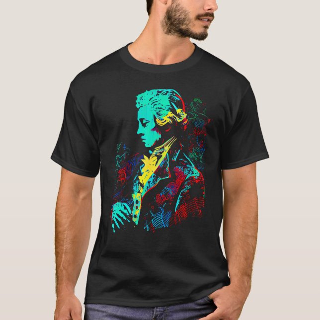 Pop Wolfgang Amadeus Mozart Music Composer Piano T-Shirt (Vorderseite)
