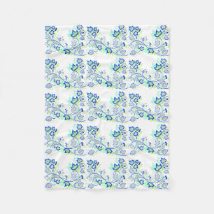 PopArt Blue-Blätter Fleecedecke