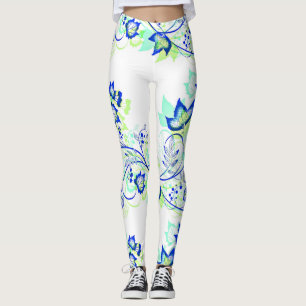PopArt Blue-Blätter Leggings