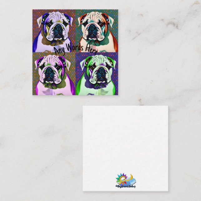 PopArt Bulldog Puppy Mitteilungskarte (Vorne/Hinten)