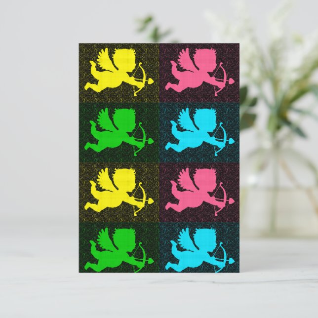 PopArt-Cupids Karte (Stehend Vorderseite)