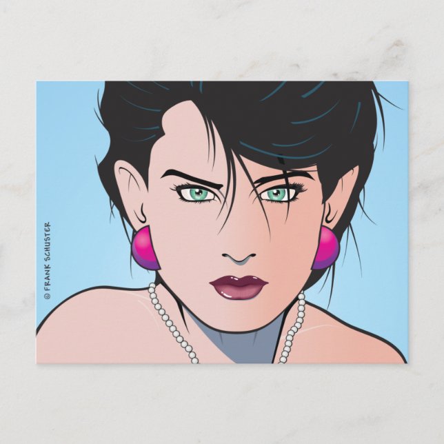 Popart Girl Angie Postkarte (Vorderseite)