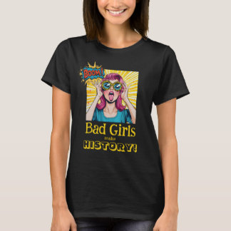 Popart Mädchen mit rosa Haaren Feminismus T-Shirt