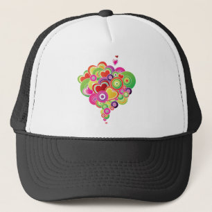 PopArt rosa und grüne Herzen Truckerkappe