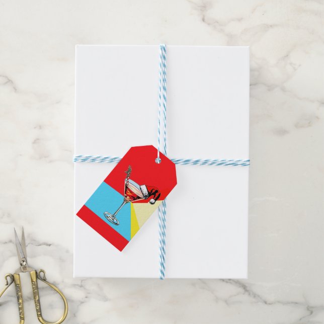 PopArt Santa Martini Geschenkanhänger (Mit Garn)