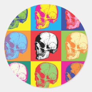 Popart Schädel Runder Aufkleber