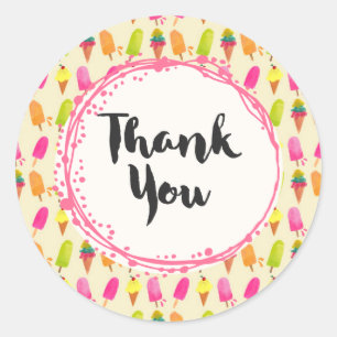 Popcles and Ice Cream Summer Pattern Vielen Dank Runder Aufkleber