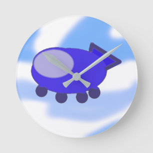 Popcorn Anime Blaues Raumschiff Wolken Wanduhr