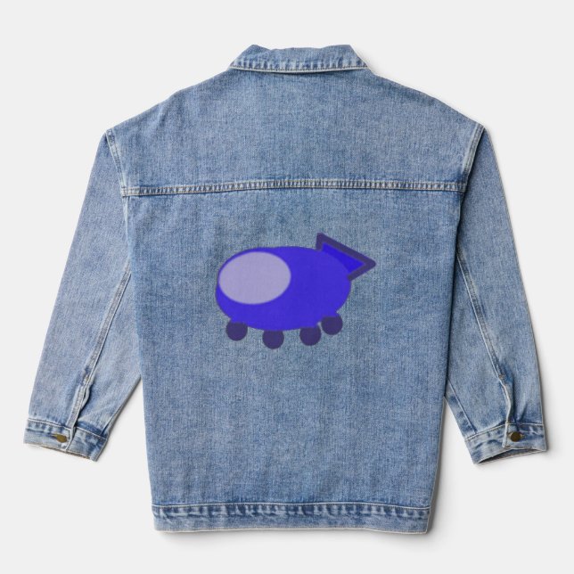 Popcorn Anime Blue Spaceship Denim Jacket (Verso)