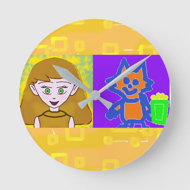 Popcorn Anime einen Moment bitte Wall Uhr (Vorderseite)