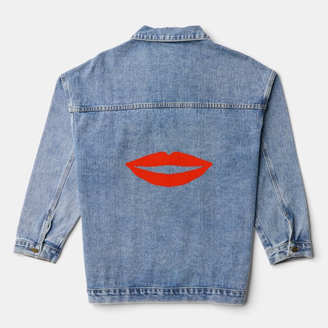 Popcorn Anime Funny Red Lips Jeansjacke (Rückseite)