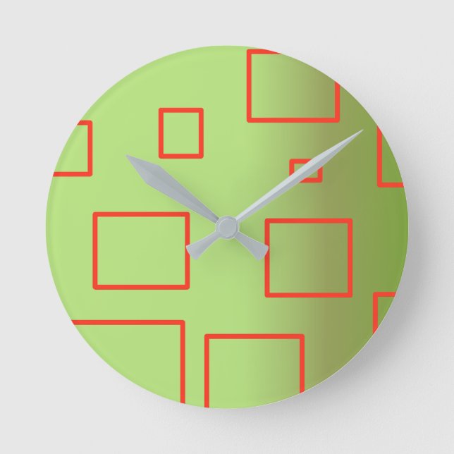 Popcorn Anime Green Red Rectangle Runde Wanduhr (Vorderseite)