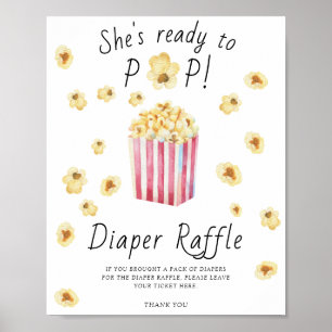 Popcorn-Baby-Party - Windel-Raffle-Poster Poster