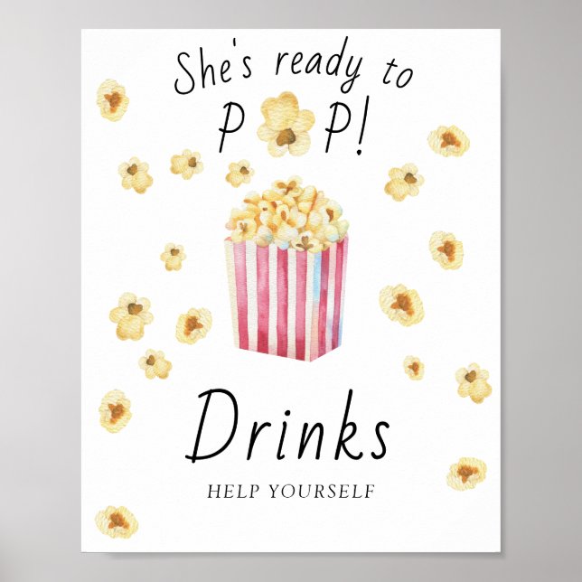 Popcorn Babydusche - GETRÄNKE Poster (Vorne)