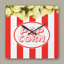 Popcorn Bag Funny Movie Thema Quadratische Wanduhr
