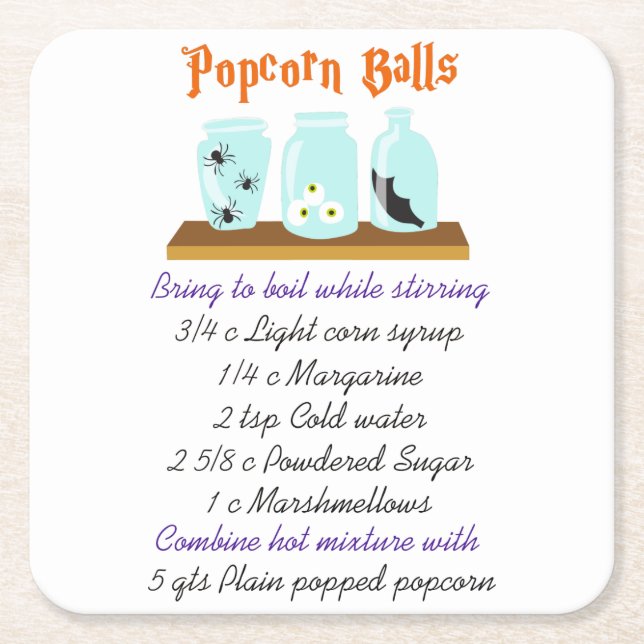 Popcorn Balls Rezept Rechteckiger Pappuntersetzer (Vorderseite)