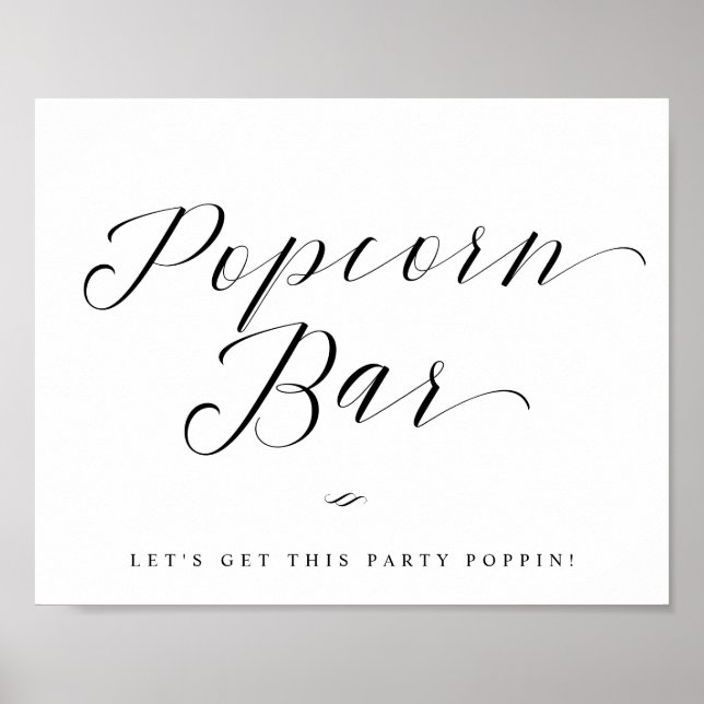 Popcorn Bar Chic Brautparty oder Hochzeitsschild Poster (Vorne)