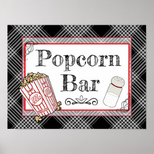 Popcorn-Bar-Hochzeit oder Baby Shower Schild Poste