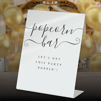 Popcorn Bar Moderne Elegant Schwarz-Weiß Sockelschild