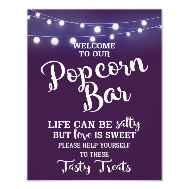 POPCORN BAR Party oder Hochzeitszeichen Fotodruck (Vorne)