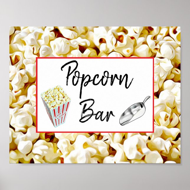 Popcorn Bar Wedding oder Baby Shower Sign Poster (Vorne)