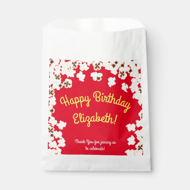 Popcorn Birthday Party Movie Theater Geschenktütchen (Vorderseite)