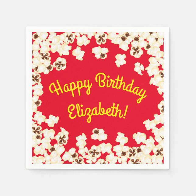Popcorn Birthday Party Movie Theater Serviette (Vorderseite)