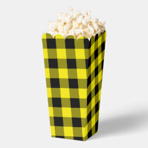 Popcorn-Box mit Kariertem Karo in Schwarz-Gelb Geschenkschachtel