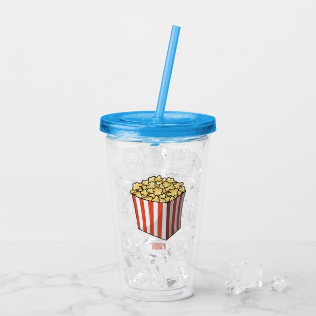 Popcorn-Cartoon-Abbildung Acryltrinkbecher (Rückseite Ice)
