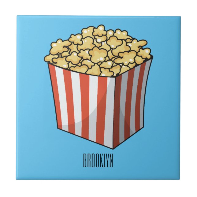Popcorn-Cartoon-Abbildung Fliese (Vorderseite)