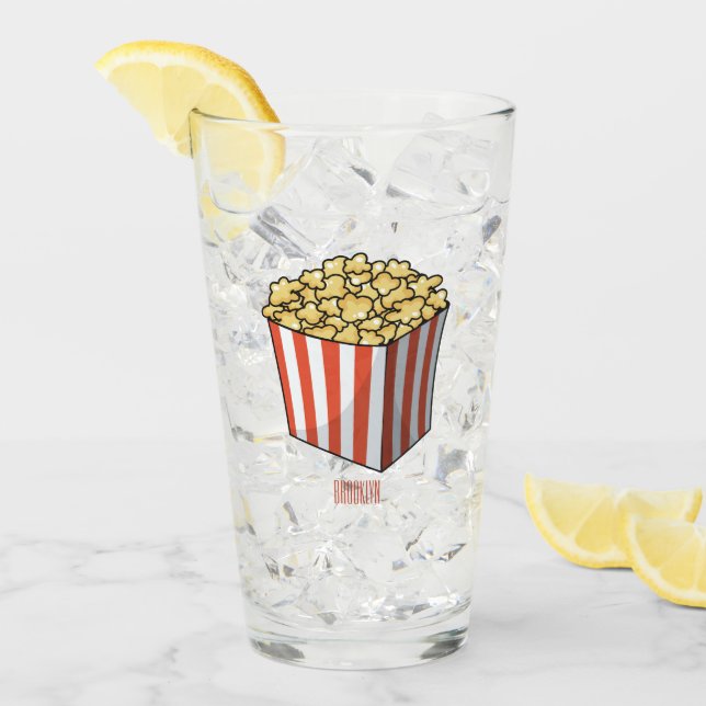 Popcorn-Cartoon-Abbildung Glas (Vorderseite Ice)