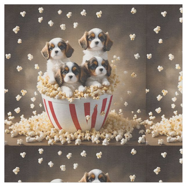Popcorn Cavalier Spaniel Welpen, Stoff (Nahaufnahme)