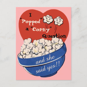 Popcorn Corny Frage, Süße Retro Hochzeitseinladung Ankündigungspostkarte