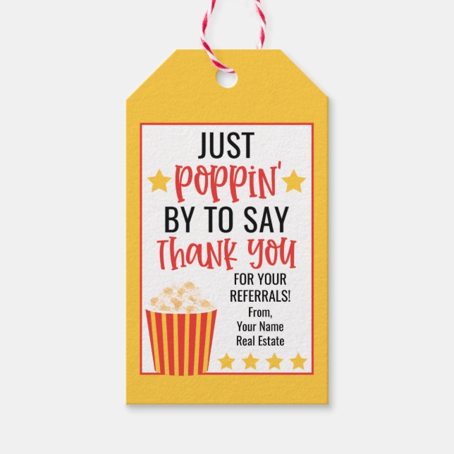 Popcorn dankt Ihnen für Ihre Bewerbungen Geschenkanhänger (Vorderseite)