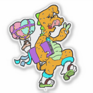 Popcorn das Flip-Flops-Dino Aufkleber