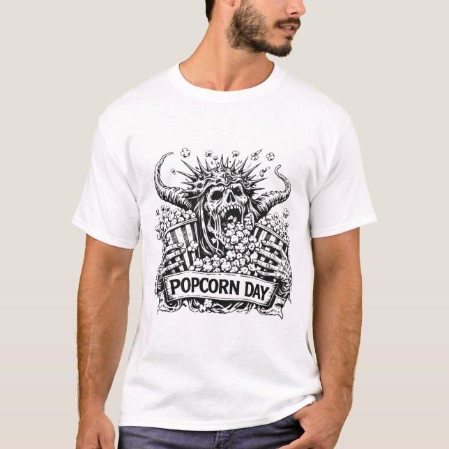 Popcorn Day Horror Skeleton King T-Shirt (Vorderseite)