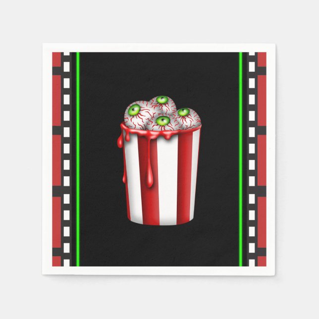 Popcorn Eyeball Halloween Fright Night Gastgeschen Serviette (Vorderseite)
