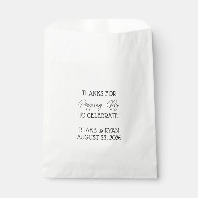 Popcorn-Gefälligkeitstaschen: Danke für Popping By Geschenktütchen (Vorderseite)