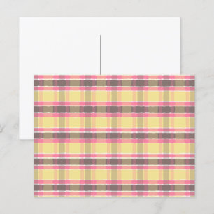 Popcorn Gelbbblegum Pink Kaffeebrot Kariert Postkarte