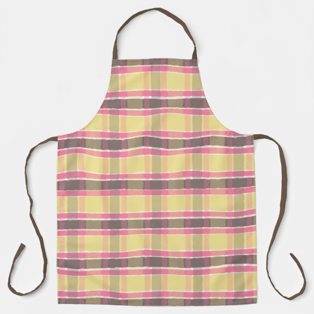 Popcorn Gelbbblegum Pink Kaffeebrot Kariert Schürze (Vorderseite)
