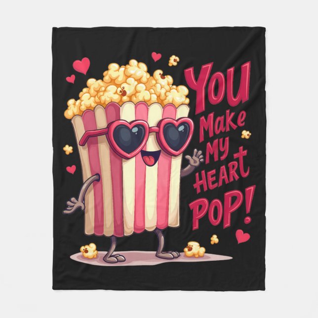 Popcorn Heart Pop Valentine Design Fleecedecke (Vorderseite)