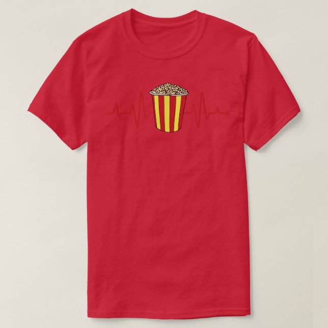 Popcorn Heartbeat Cinema Snack Movie Night Kawaii T-Shirt (Design vorne)