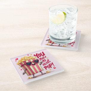 Popcorn-Herz-Pop-Valentins-Design Glasuntersetzer