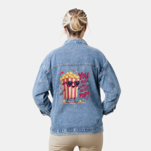 Popcorn-Herz-Pop-Valentins-Design Jeansjacke
