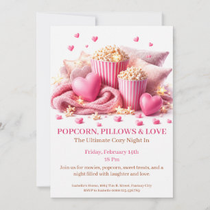 Popcorn-Kissen und Liebe - Gemütliche Filmnacht-Pa Einladung