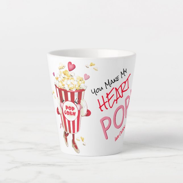 Popcorn Love Funny Pun Latte Mug (Devant)