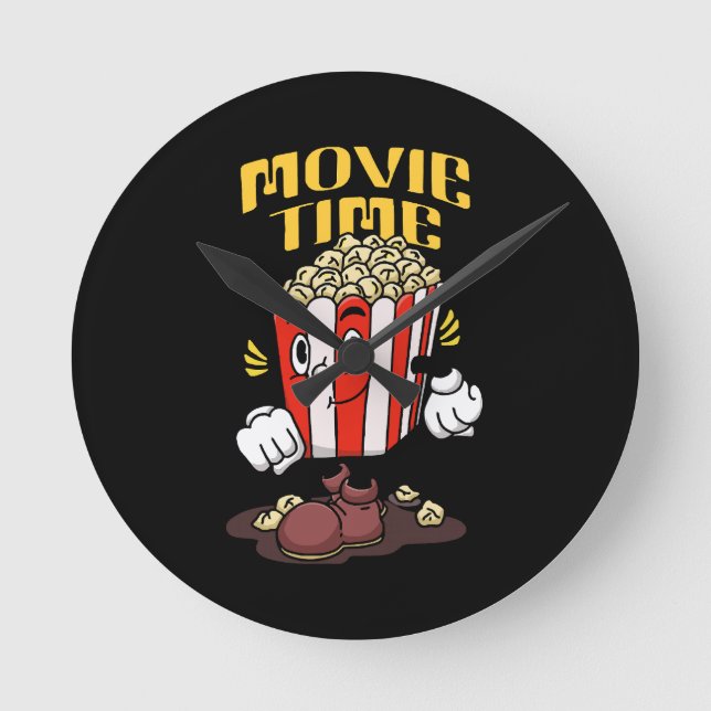 Popcorn Mascot Cartoon Runde Wanduhr (Vorderseite)